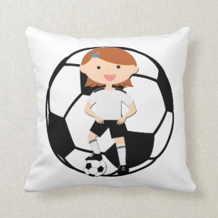 Soccer Girl 3 en Ball Black en White Kussen