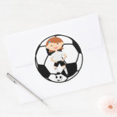 Soccer Girl 3 en Ball Black en White Ronde Sticker (Envelop)