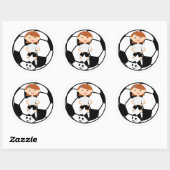 Soccer Girl 3 en Ball Black en White Ronde Sticker (Vel)