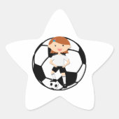Soccer Girl 3 en Ball Black en White Ster Sticker (Voorkant)