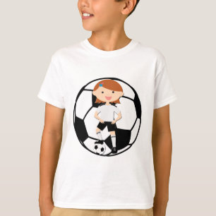 Soccer Girl 3 en Ball Black en White T-shirt