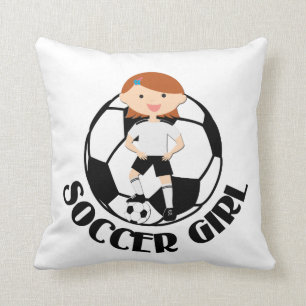 Soccer Girl 3 en Ball Black en White v2 Kussen
