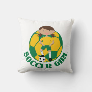 Soccer Girl 4 en Ball Green en Yellow v2 Kussen