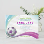 SOCCER GIRL Bar Mitzvah Uitnodiging (Staand voorkant)