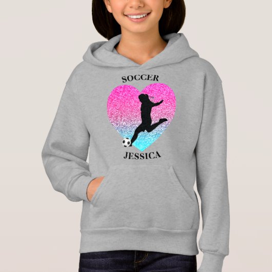 Soccer Girl Heart Hoodie w. (Voorkant)