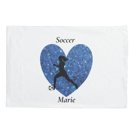 Soccer Girl Heart, Personalized Name soccer Girl Kussensloop (Achterkant)