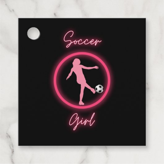 Soccer Girl Pink Glow Bedankjes Labels (Voorkant)