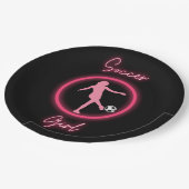 Soccer Girl Pink Glow Papieren Bordje (Gekanteld)