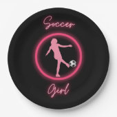 Soccer Girl Pink Glow Papieren Bordje (Voorkant)