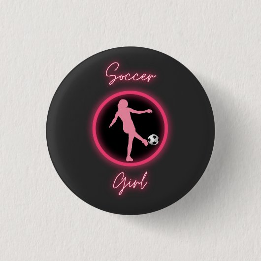 Soccer Girl Pink Glow Ronde Button 3,2 Cm (Voorkant)