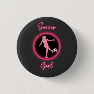 Soccer Girl Pink Glow Ronde Button 3,2 Cm