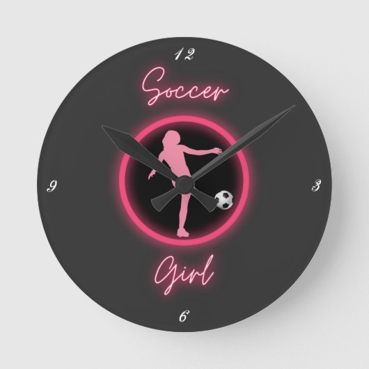 Soccer Girl Pink Glow Ronde Klok (Voorkant)