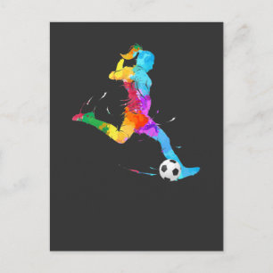 Soccer Girl Player Colorful Football Art Briefkaart