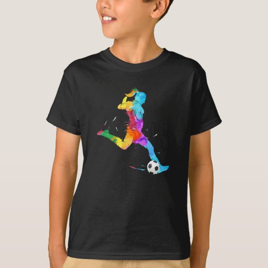 Soccer Girl Player Colorful Football Art T-shirt (Voorkant)