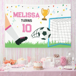 Soccer girl Sport Birthday backdrop banner