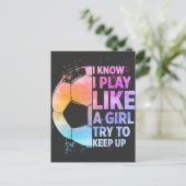 Soccer Girl Statement Football Player Briefkaart (Staand voorkant)