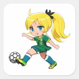 Soccer Girl Vierkante Sticker