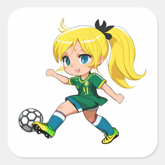 Soccer Girl Vierkante Sticker (Voorkant)