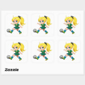 Soccer Girl Vierkante Sticker (Vel)