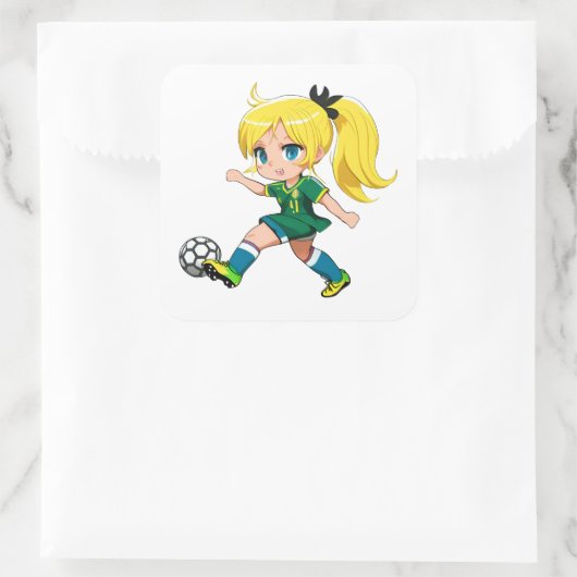 Soccer Girl Vierkante Sticker (Tas)