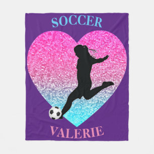 Soccer Girls Fleece Blanket w/ Gepersonaliseerde n