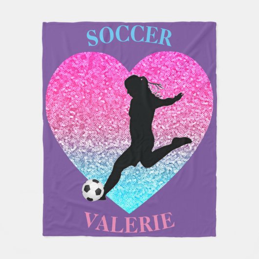 Soccer Girls Fleece Blanket w/ Gepersonaliseerde n Deken (Voorkant)