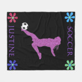 Soccer Girls Sparkly Flower Power Fleece Deken (Voorkant (Horizontaal))
