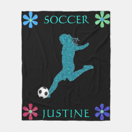 Soccer Girls Sparkly Flower Power Fleece Deken