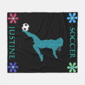 Soccer Girls Sparkly Flower Power Fleece Deken (Voorkant (Horizontaal))