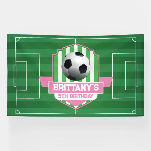 Soccer Girly Birthday banner backdrop  (Horizontaal)