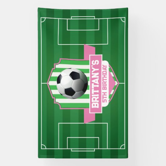 Soccer Girly Birthday banner backdrop  (Verticaal)