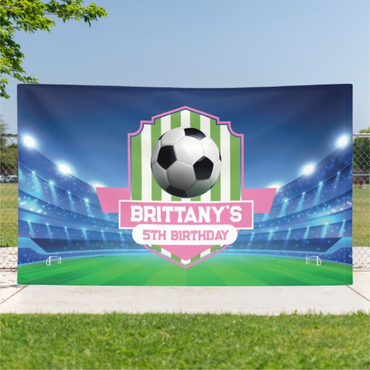 Soccer Girly Birthday banner backdrop  (Buitenkant)