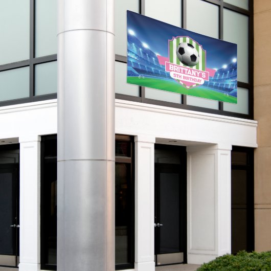 Soccer Girly Birthday banner backdrop (Buitenkant Gebouw)