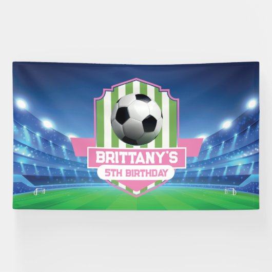 Soccer Girly Birthday banner backdrop  (Horizontaal)
