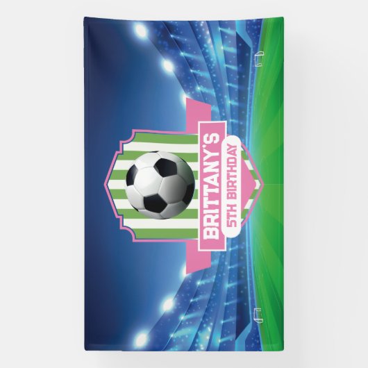 Soccer Girly Birthday banner backdrop  (Verticaal)