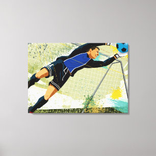 Soccer goalie blokkeringsbal canvas afdruk