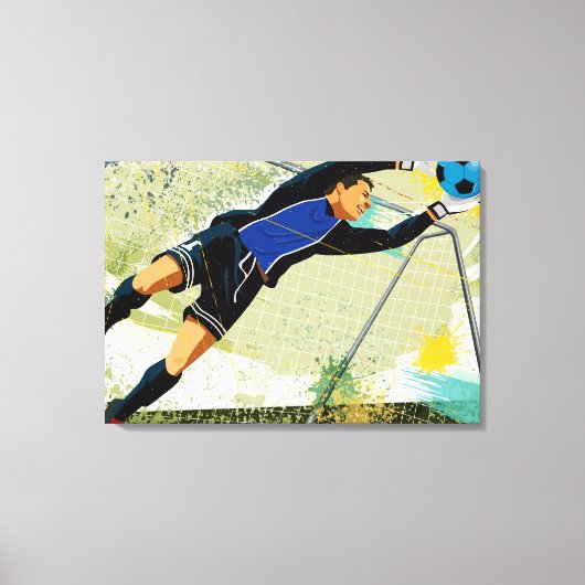 Soccer goalie blokkeringsbal canvas afdruk (Voorkant)