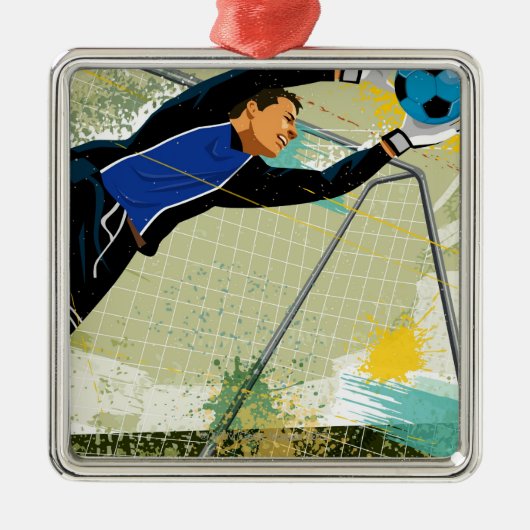 Soccer goalie blokkeringsbal metalen ornament (Voorkant)