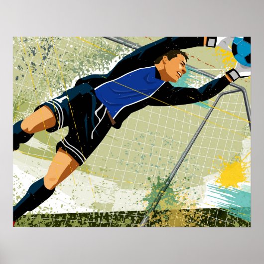 Soccer goalie blokkeringsbal poster (Voorkant)