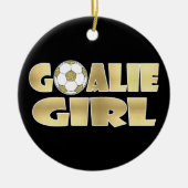 Soccer Goalie Girl Gold Keramisch Ornament (Voorkant)