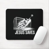 Soccer Goalie Goalkeeper Jesus Saves Christian Soc Muismat (Met muis)