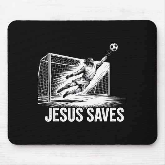Soccer Goalie Goalkeeper Jesus Saves Christian Soc Muismat (Voorkant)