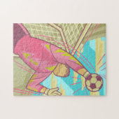Soccer Goalie Goalkeeper Keeper Retro Illustratie Legpuzzel (Horizontaal)
