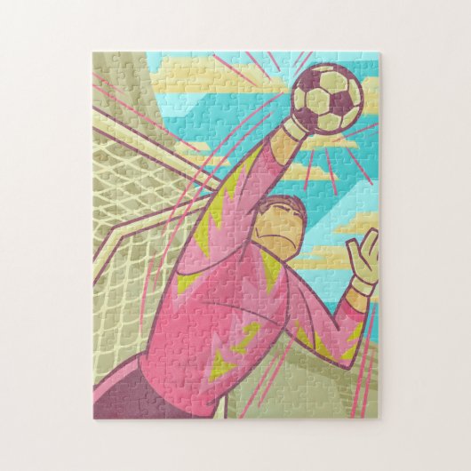 Soccer Goalie Goalkeeper Keeper Retro Illustratie Legpuzzel (Verticaal)