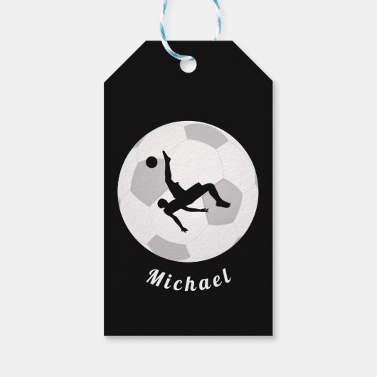 Soccer Goalie Keeper Black & White Player's Name Cadeaulabel (Achterkant)