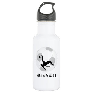 Soccer Goalie Keeper Black & White Player's Name Waterfles