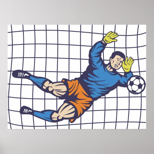Soccer Goalkeeper Diving Save Poster (Voorkant)