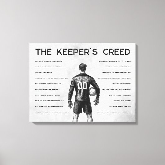 Soccer Goalkeeper Personalized Keeper's Creed Canvas Afdruk (Voorkant)