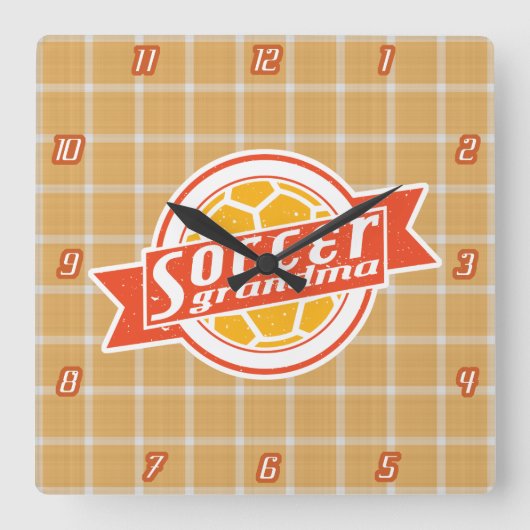 Soccer Grandma Clock Vierkante Klok (Voorkant)