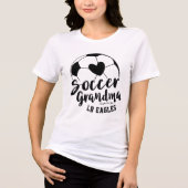 Soccer Grandma Heart Ball Persoonlijk naamnummer Tri-Blend Shirt (Voorkant)